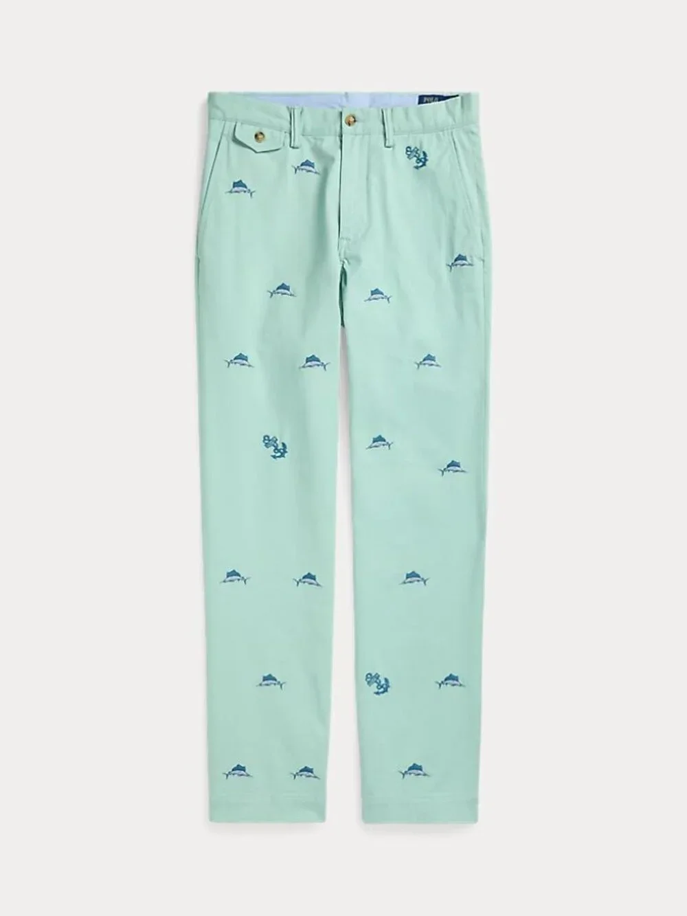 POLO Ralph Lauren Stretch Straight Fit Chino Pants Size 30 X 32 Marlin Fish NEW